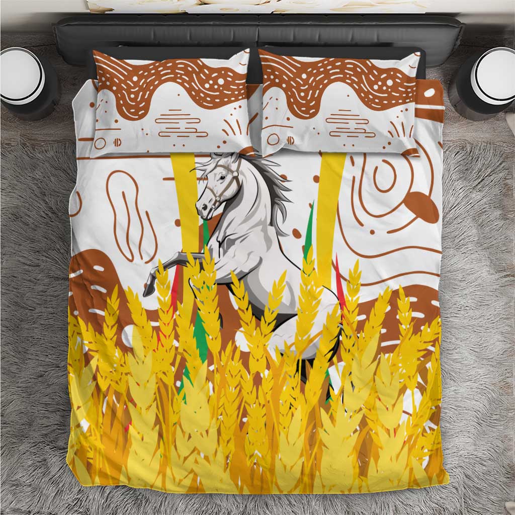 Burkina Faso Bedding Set with Brown White Yellow Abstract Design - Wonder Print Shop