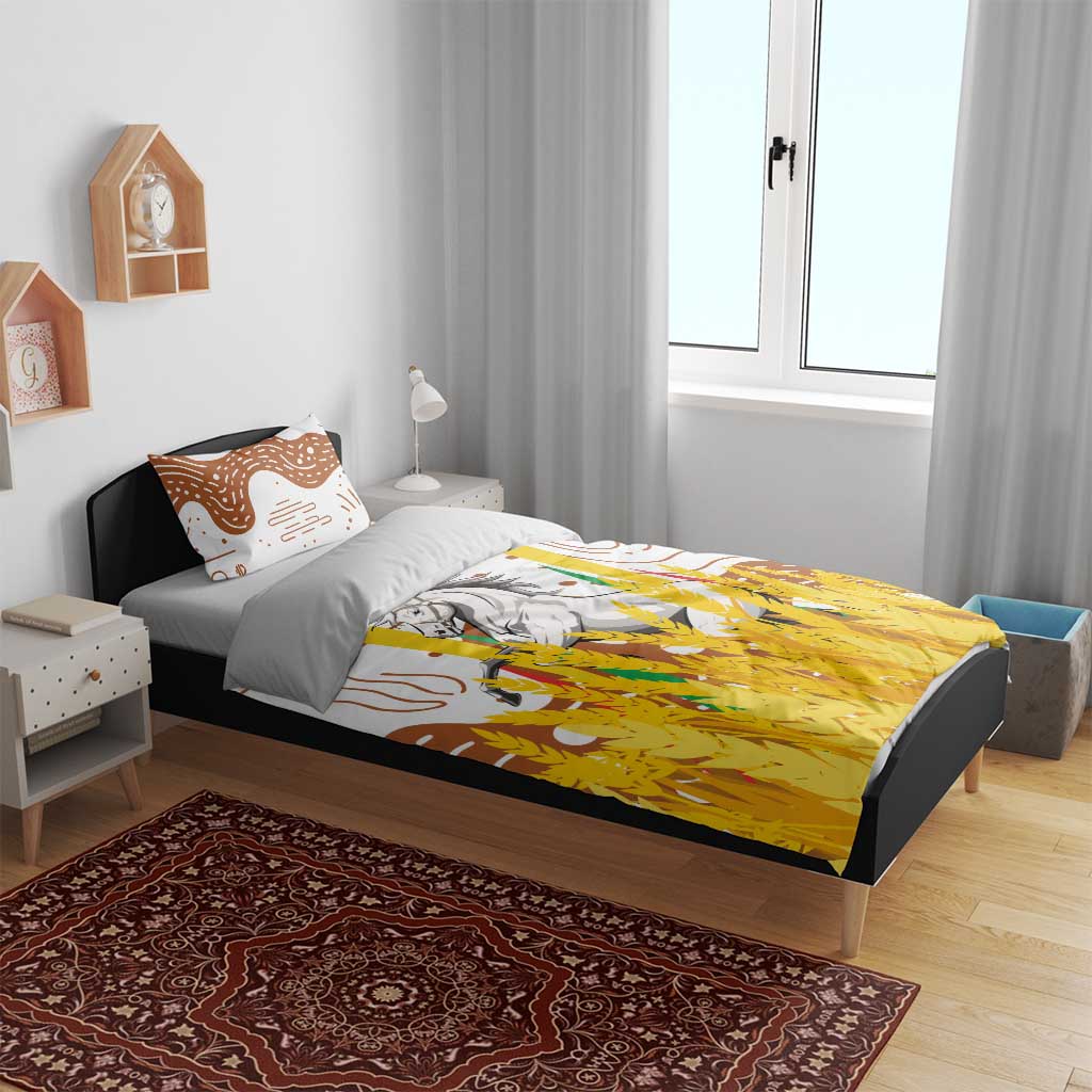 Burkina Faso Bedding Set with Brown White Yellow Abstract Design - Wonder Print Shop