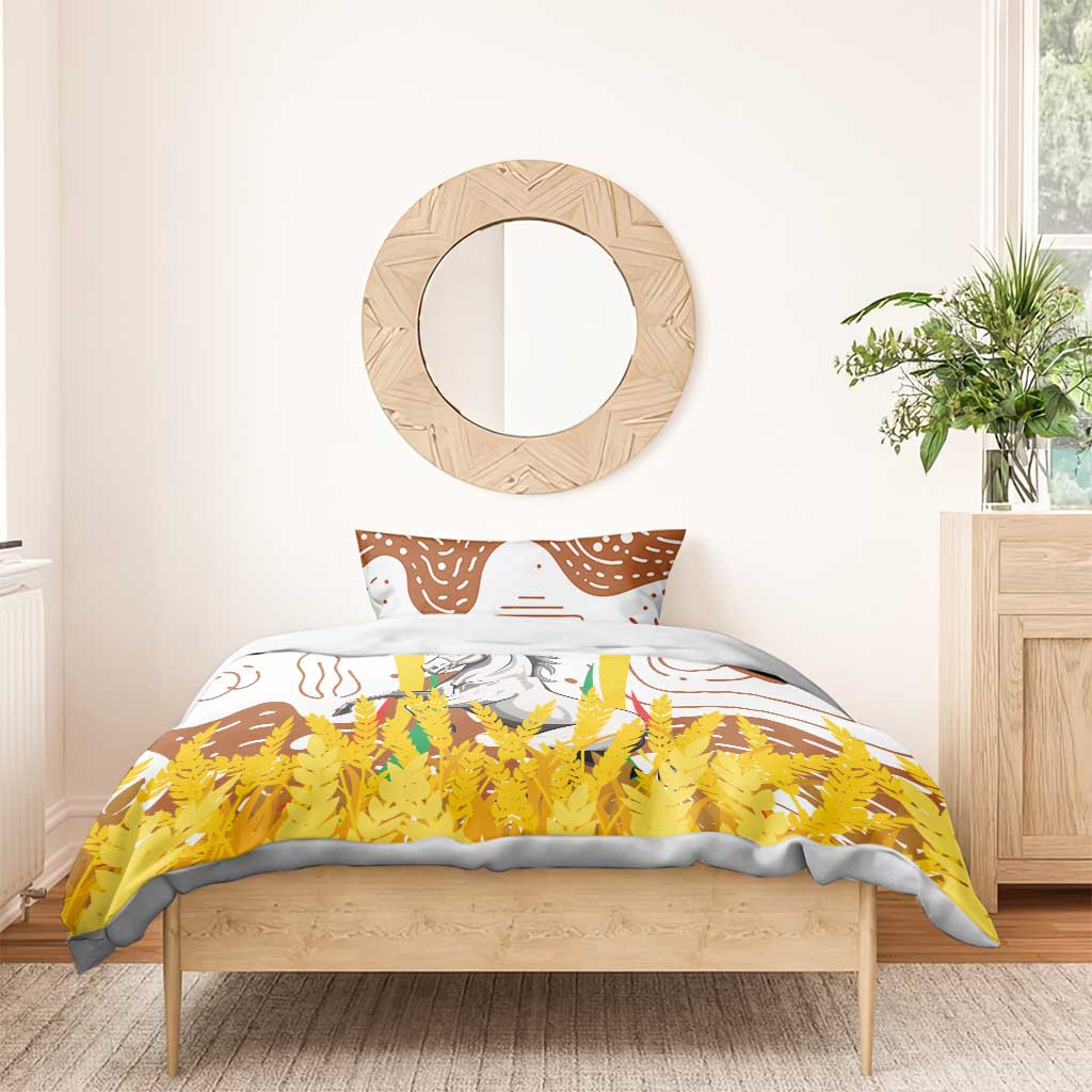 Burkina Faso Bedding Set with Brown White Yellow Abstract Design - Wonder Print Shop