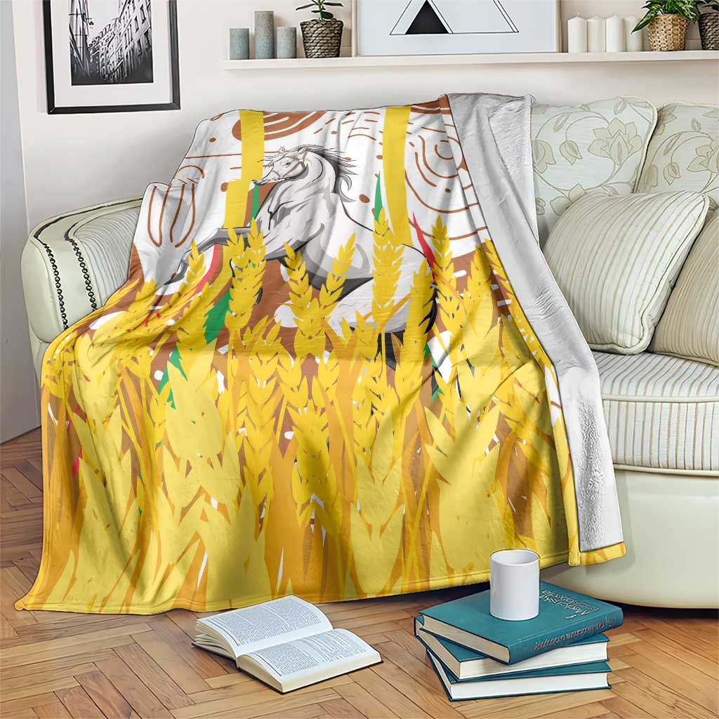 Burkina Faso Blanket with Brown White Yellow Abstract Design - Wonder Print Shop