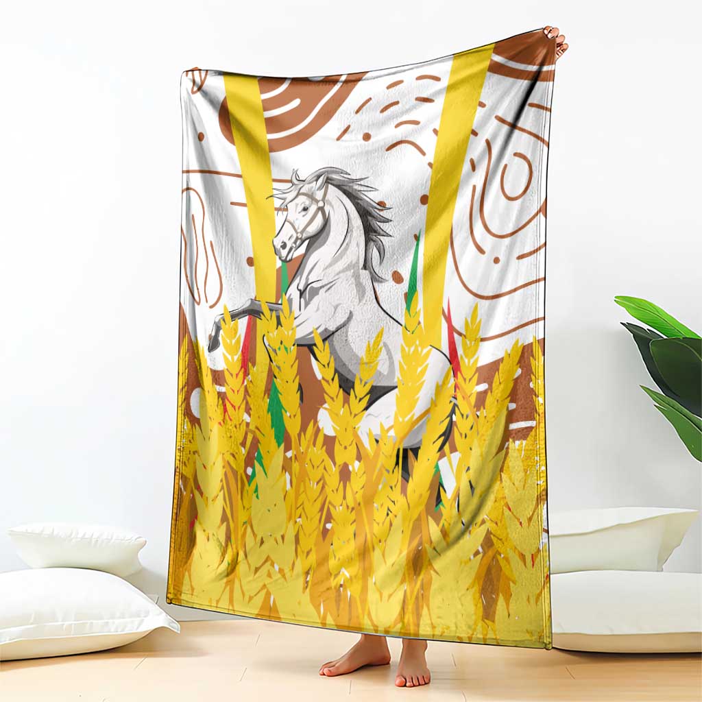 Burkina Faso Blanket with Brown White Yellow Abstract Design - Wonder Print Shop