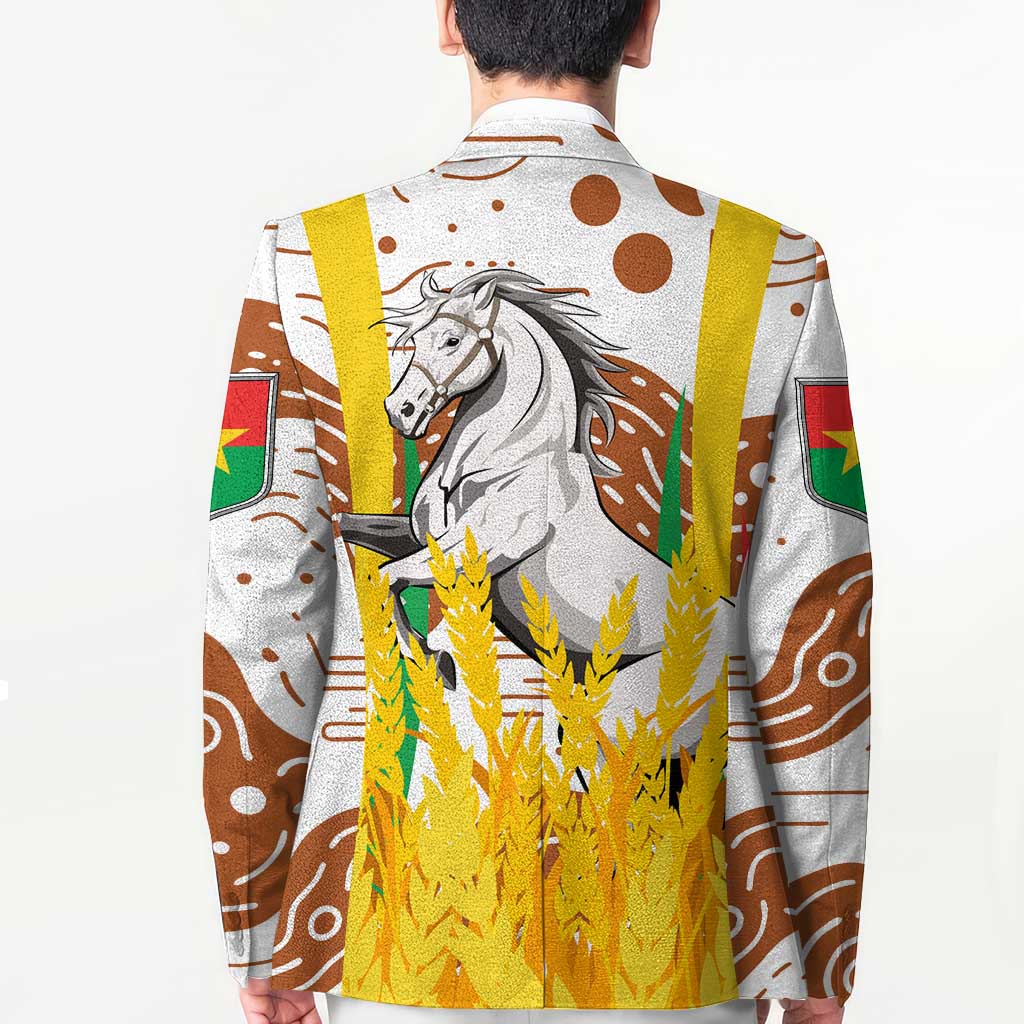 Burkina Faso Blazer with Brown White Yellow Abstract Design - Wonder Print Shop