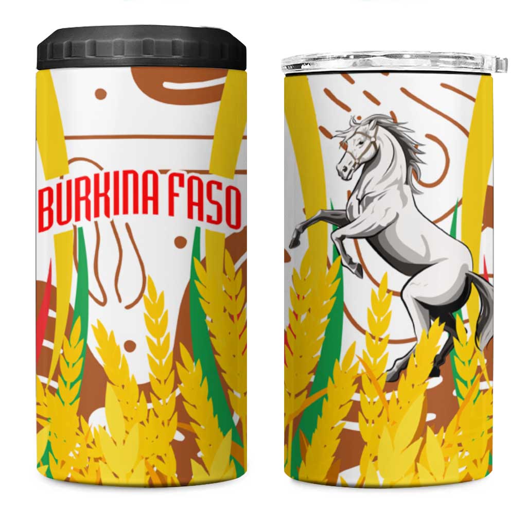 Burkina Faso 4 in 1 Can Cooler Tumbler with Brown White Yellow Abstract Design - Wonder Print Shop