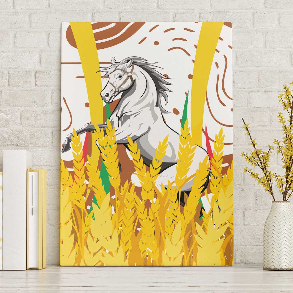 Burkina Faso Canvas Wall Art with Brown White Yellow Abstract Design - Wonder Print Shop