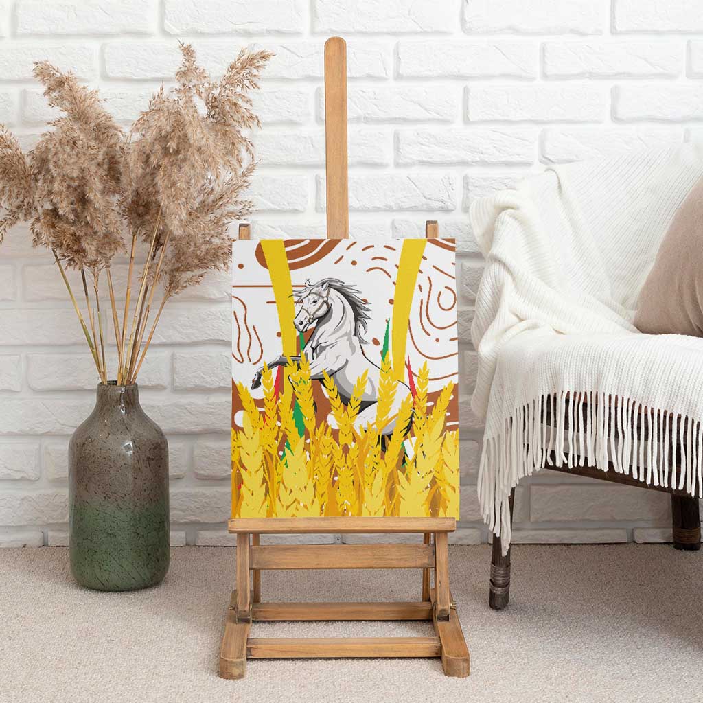 Burkina Faso Canvas Wall Art with Brown White Yellow Abstract Design - Wonder Print Shop