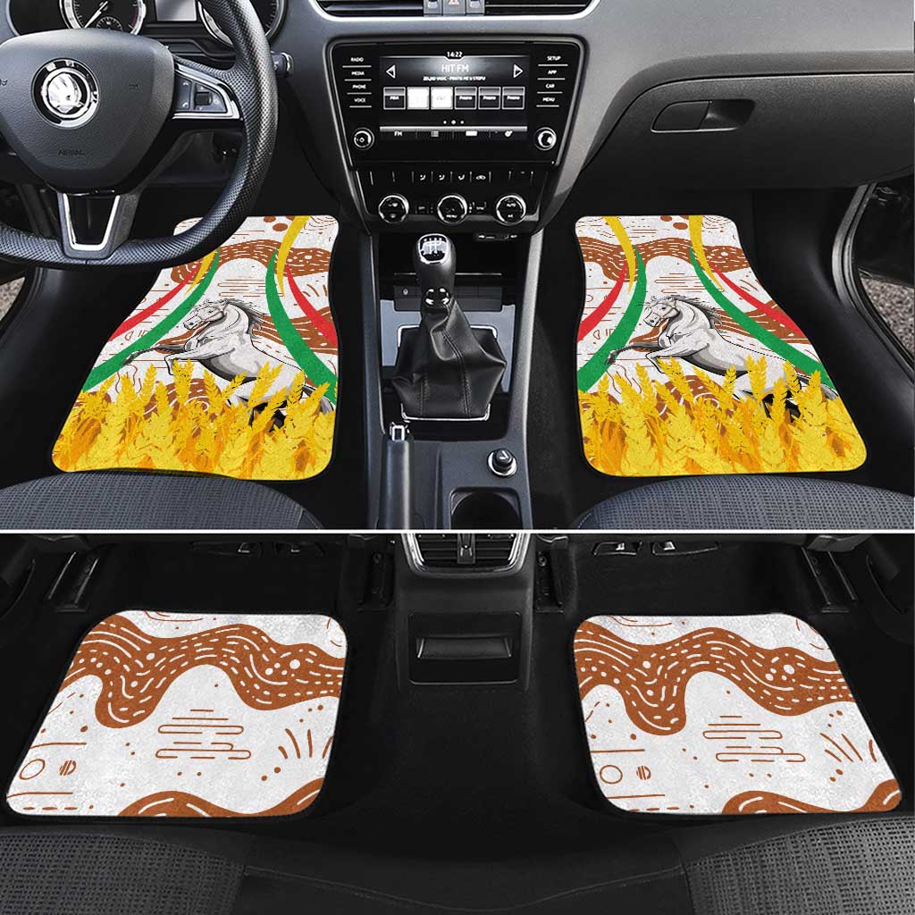 Burkina Faso Car Mats with Brown White Yellow Abstract Design - Wonder Print Shop