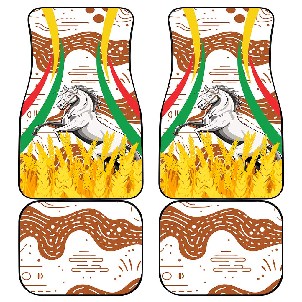 Burkina Faso Car Mats with Brown White Yellow Abstract Design - Wonder Print Shop