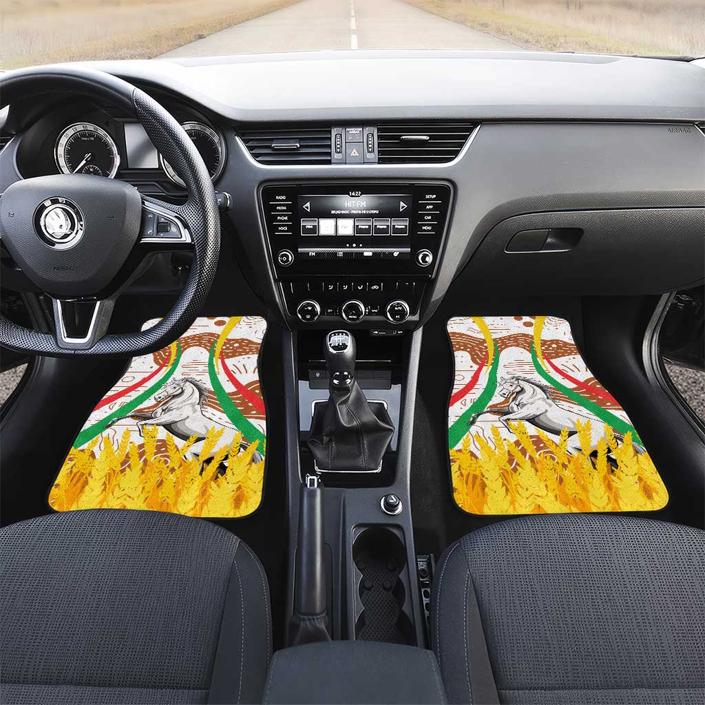 Burkina Faso Car Mats with Brown White Yellow Abstract Design - Wonder Print Shop