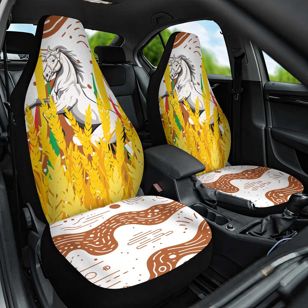 Burkina Faso Car Seat Cover with Brown White Yellow Abstract Design - Wonder Print Shop