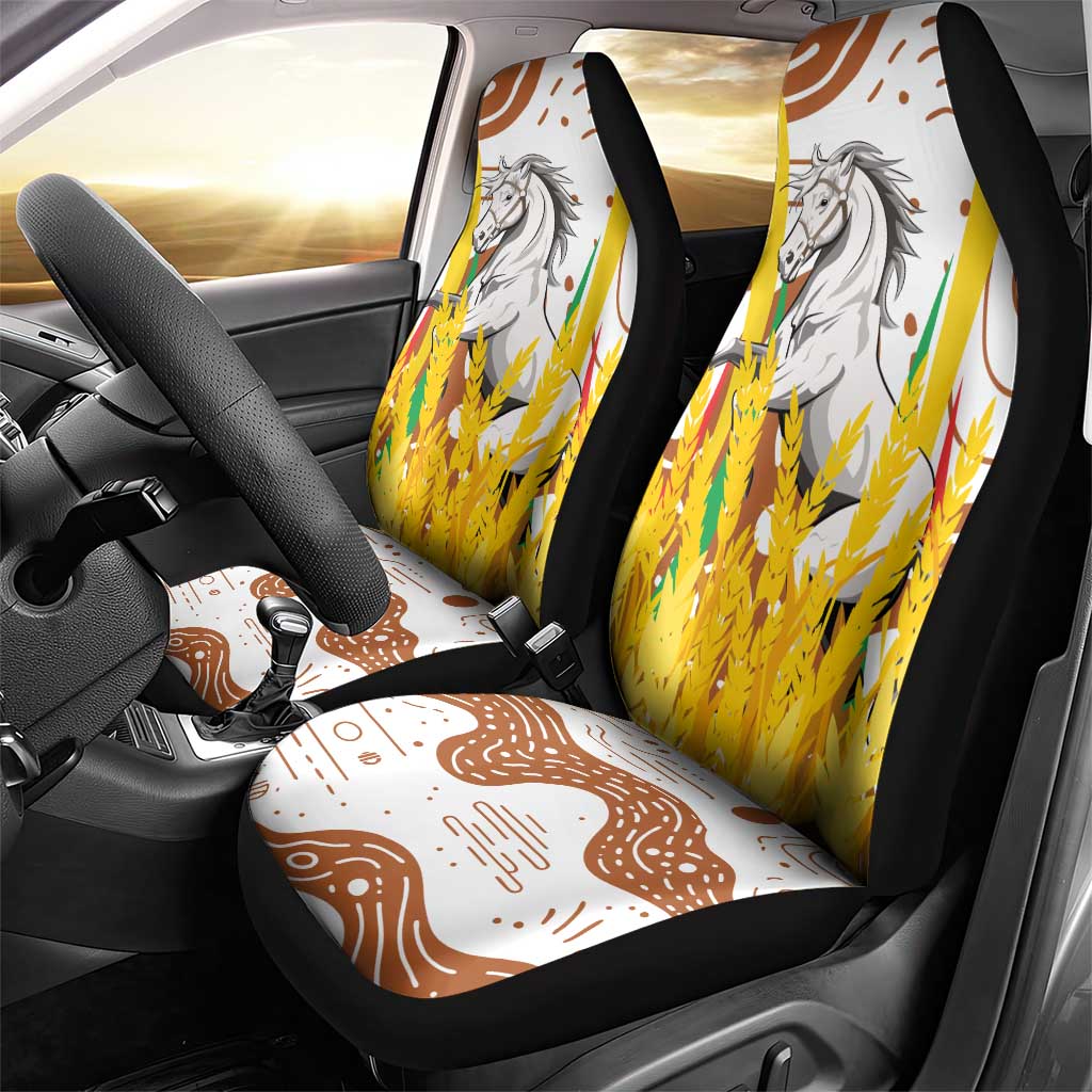 Burkina Faso Car Seat Cover with Brown White Yellow Abstract Design - Wonder Print Shop