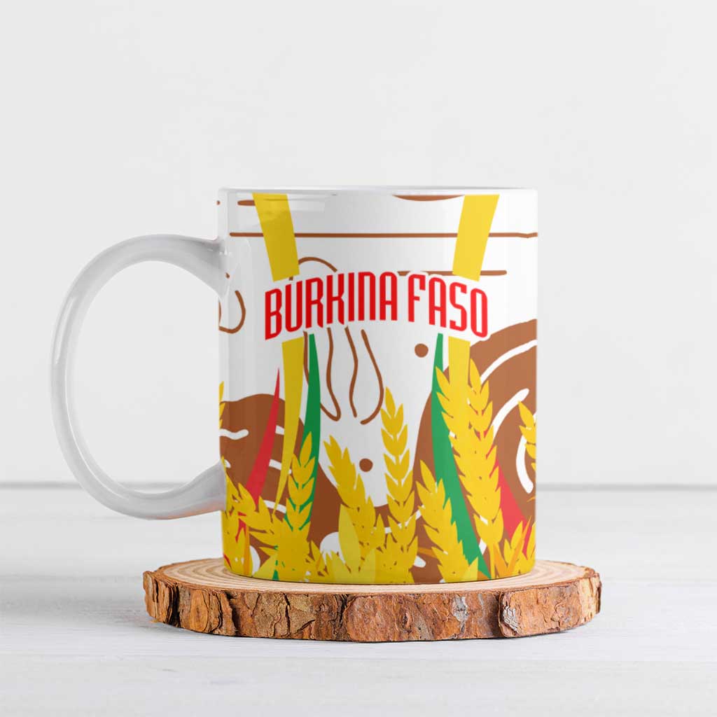 Burkina Faso Ceramic Mug with Brown White Yellow Abstract Design - Wonder Print Shop