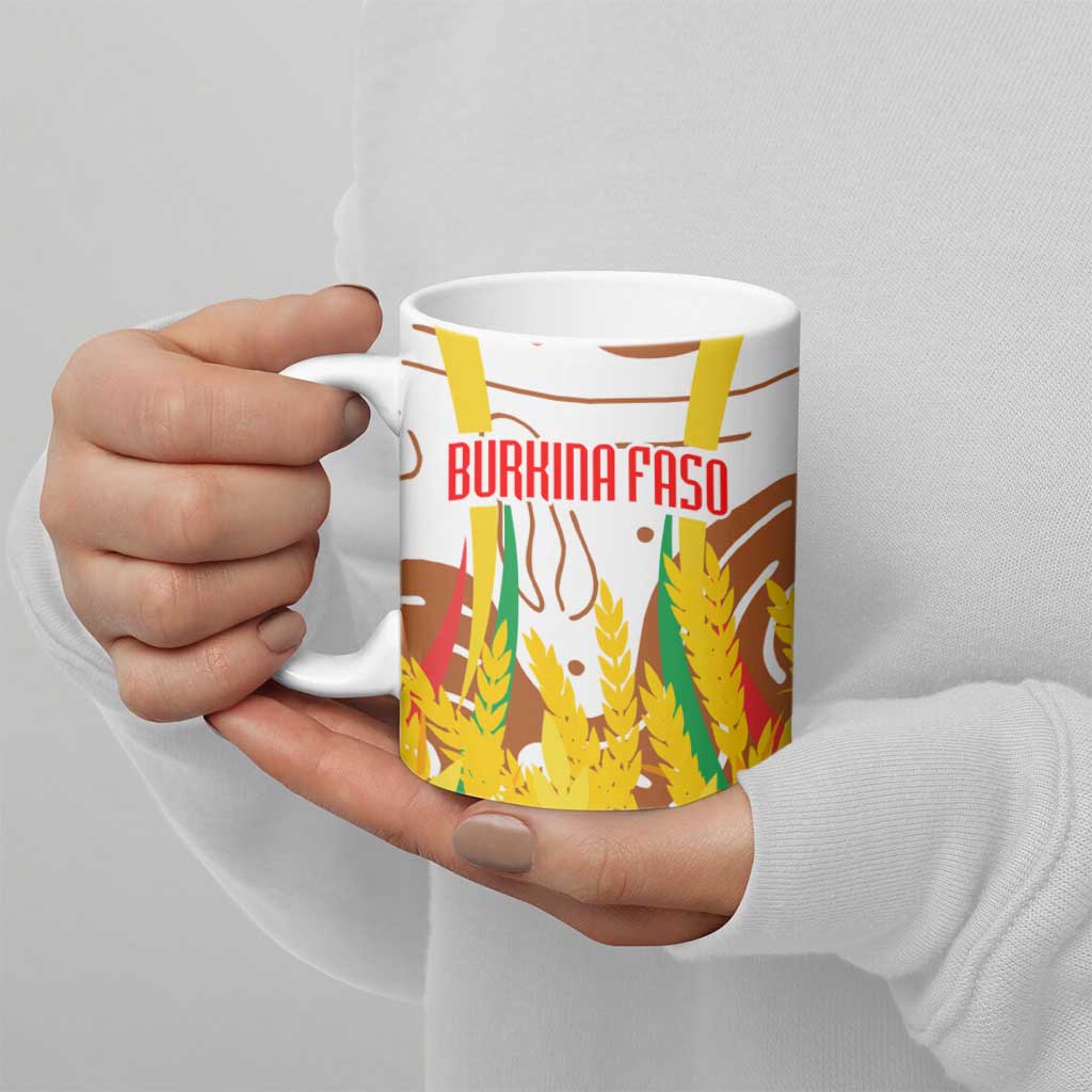 Burkina Faso Ceramic Mug with Brown White Yellow Abstract Design - Wonder Print Shop