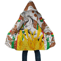 Burkina Faso Cloak with Brown White Yellow Abstract Design - Wonder Print Shop