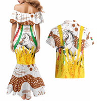 Burkina Faso Couples Matching Mermaid Dress and Hawaiian Shirt with Brown White Yellow Abstract Design - Wonder Print Shop
