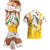Burkina Faso Couples Matching Mermaid Dress and Hawaiian Shirt with Brown White Yellow Abstract Design - Wonder Print Shop