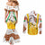 Burkina Faso Couples Matching Mermaid Dress and Long Sleeve Button Shirt with Brown White Yellow Abstract Design - Wonder Print Shop