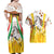 Burkina Faso Couples Matching Off Shoulder Maxi Dress and Hawaiian Shirt with Brown White Yellow Abstract Design - Wonder Print Shop