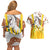 Burkina Faso Couples Matching Off Shoulder Short Dress and Hawaiian Shirt with Brown White Yellow Abstract Design - Wonder Print Shop