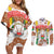 Burkina Faso Couples Matching Off Shoulder Short Dress and Long Sleeve Button Shirt with Brown White Yellow Abstract Design - Wonder Print Shop