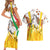 Burkina Faso Couples Matching Short Sleeve Bodycon Dress and Hawaiian Shirt with Brown White Yellow Abstract Design - Wonder Print Shop