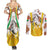 Burkina Faso Couples Matching Summer Maxi Dress and Long Sleeve Button Shirt with Brown White Yellow Abstract Design - Wonder Print Shop