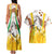 Burkina Faso Couples Matching Tank Maxi Dress and Hawaiian Shirt with Brown White Yellow Abstract Design - Wonder Print Shop