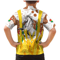 Burkina Faso Family Matching Mermaid Dress and Hawaiian Shirt with Brown White Yellow Abstract Design - Wonder Print Shop