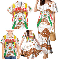 Burkina Faso Family Matching Mermaid Dress and Hawaiian Shirt with Brown White Yellow Abstract Design - Wonder Print Shop