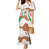 Burkina Faso Family Matching Mermaid Dress and Hawaiian Shirt with Brown White Yellow Abstract Design - Wonder Print Shop