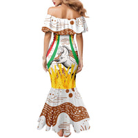 Burkina Faso Family Matching Mermaid Dress and Hawaiian Shirt with Brown White Yellow Abstract Design - Wonder Print Shop