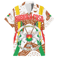 Burkina Faso Family Matching Off The Shoulder Long Sleeve Dress and Hawaiian Shirt with Brown White Yellow Abstract Design - Wonder Print Shop