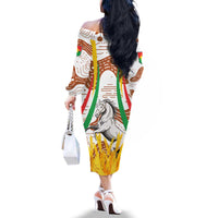 Burkina Faso Family Matching Off The Shoulder Long Sleeve Dress and Hawaiian Shirt with Brown White Yellow Abstract Design - Wonder Print Shop