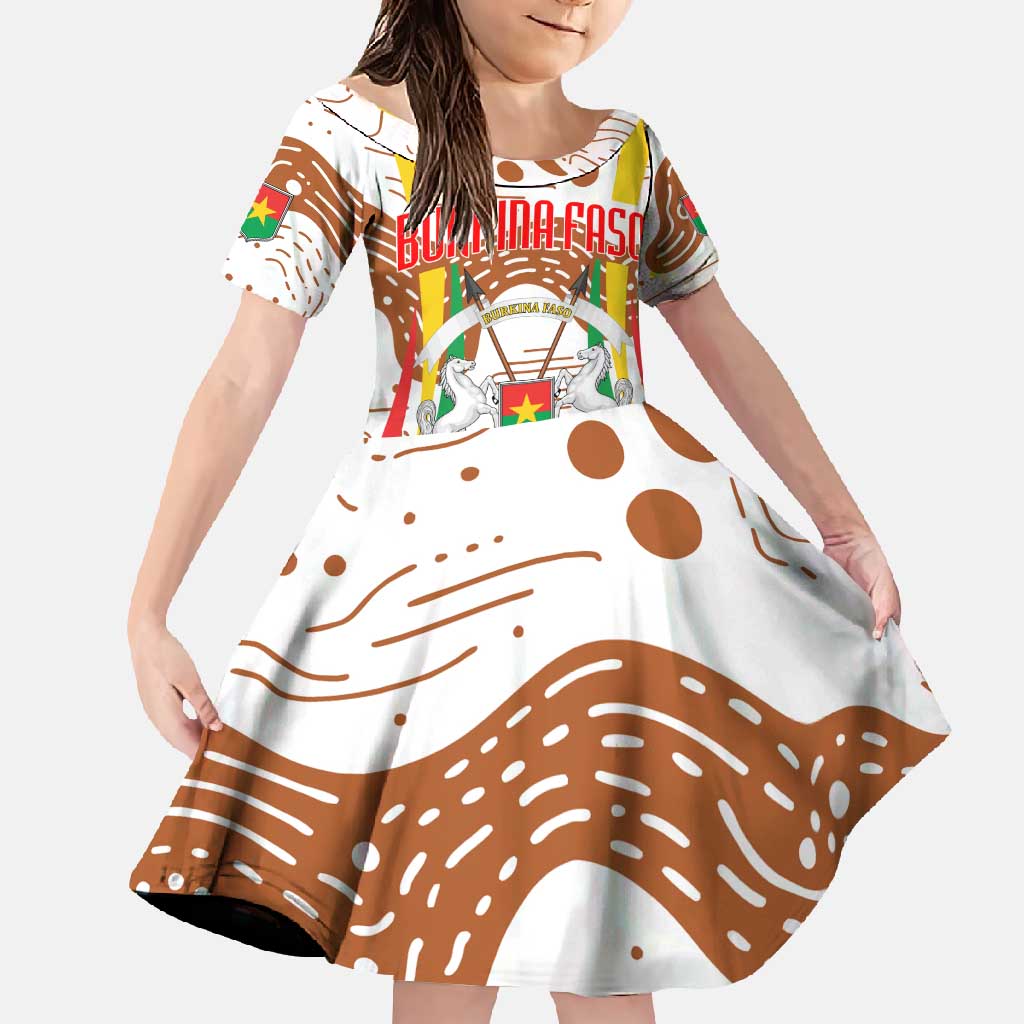 Burkina Faso Family Matching Off Shoulder Maxi Dress and Hawaiian Shirt with Brown White Yellow Abstract Design - Wonder Print Shop