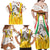 Burkina Faso Family Matching Off Shoulder Maxi Dress and Hawaiian Shirt with Brown White Yellow Abstract Design - Wonder Print Shop
