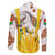 Burkina Faso Family Matching Off Shoulder Maxi Dress and Hawaiian Shirt with Brown White Yellow Abstract Design - Wonder Print Shop