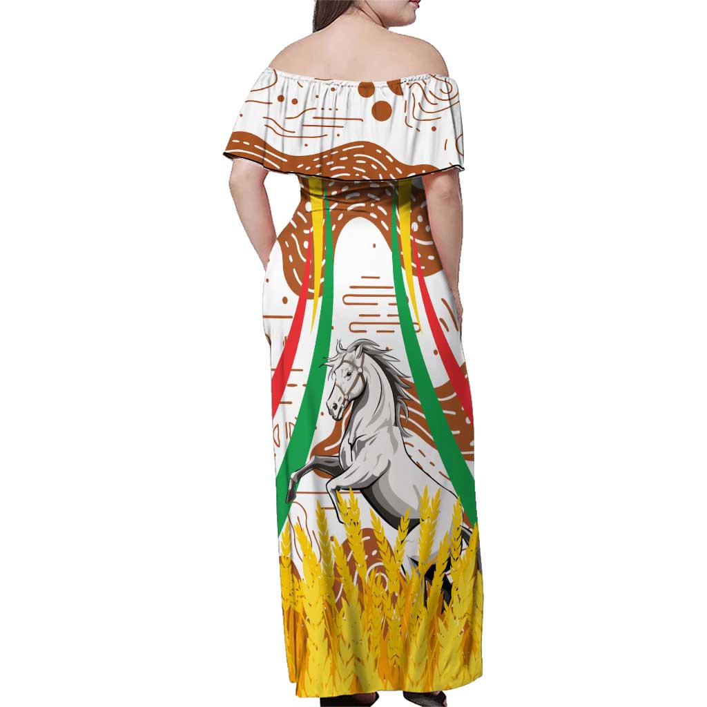 Burkina Faso Family Matching Off Shoulder Maxi Dress and Hawaiian Shirt with Brown White Yellow Abstract Design - Wonder Print Shop