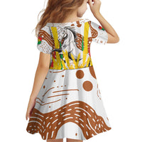 Burkina Faso Family Matching Off Shoulder Short Dress and Hawaiian Shirt with Brown White Yellow Abstract Design - Wonder Print Shop