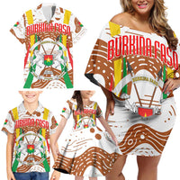 Burkina Faso Family Matching Off Shoulder Short Dress and Hawaiian Shirt with Brown White Yellow Abstract Design - Wonder Print Shop