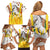 Burkina Faso Family Matching Off Shoulder Short Dress and Hawaiian Shirt with Brown White Yellow Abstract Design - Wonder Print Shop