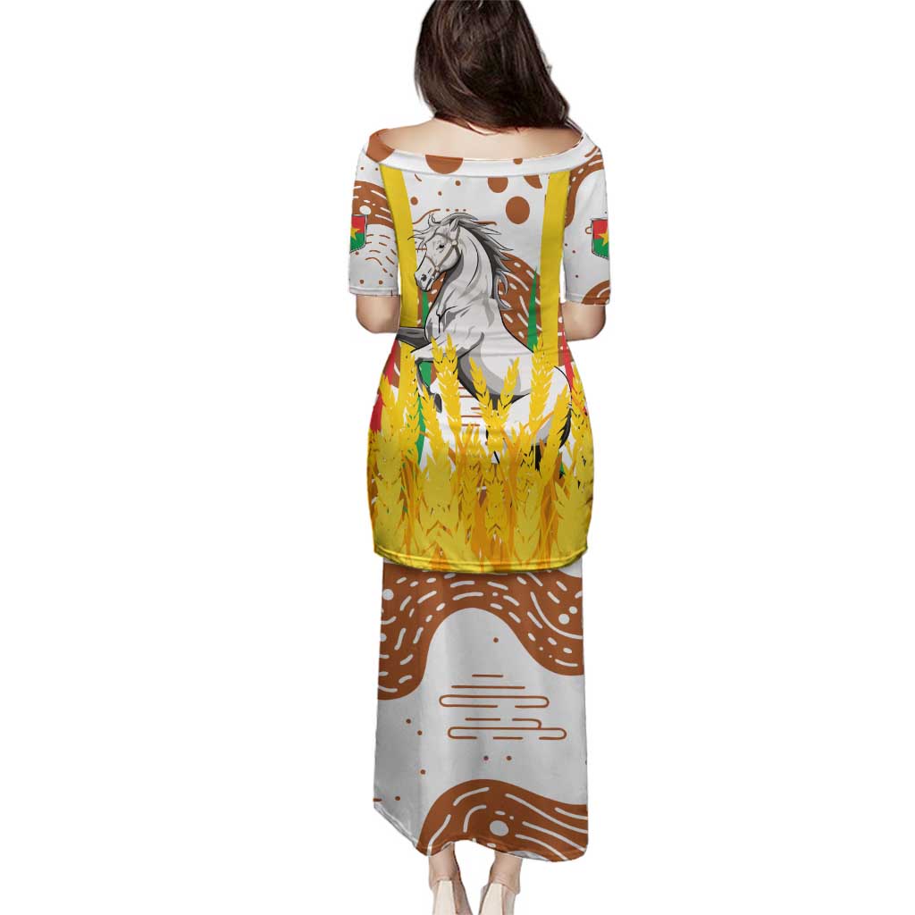 Burkina Faso Family Matching Puletasi and Hawaiian Shirt with Brown White Yellow Abstract Design - Wonder Print Shop