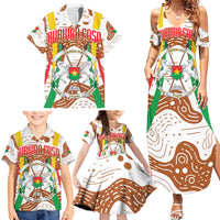 Burkina Faso Family Matching Summer Maxi Dress and Hawaiian Shirt with Brown White Yellow Abstract Design - Wonder Print Shop