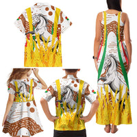 Burkina Faso Family Matching Tank Maxi Dress and Hawaiian Shirt with Brown White Yellow Abstract Design - Wonder Print Shop