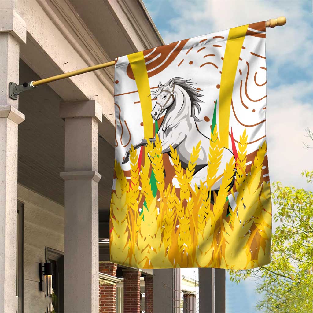 Burkina Faso Garden Flag with Brown White Yellow Abstract Design - Wonder Print Shop