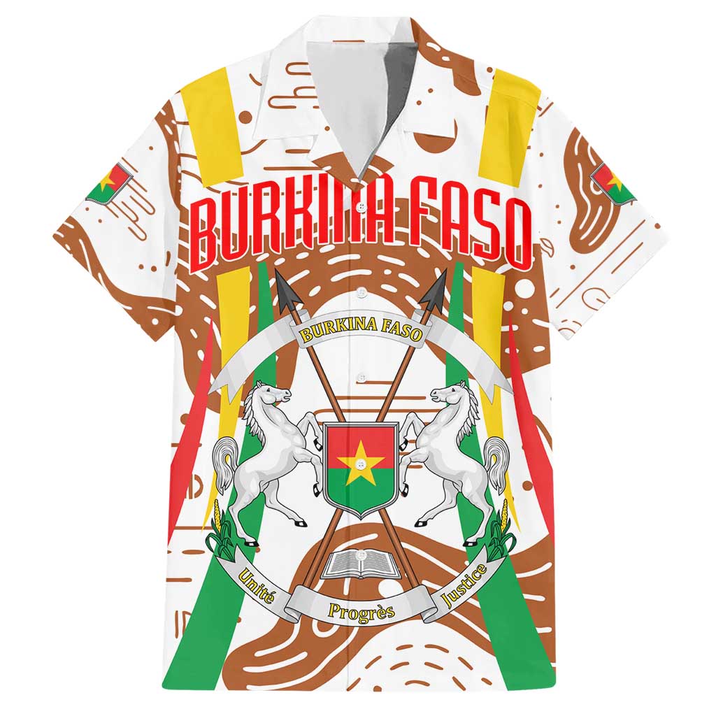 Burkina Faso Hawaiian Shirt with Brown White Yellow Abstract Design - Wonder Print Shop