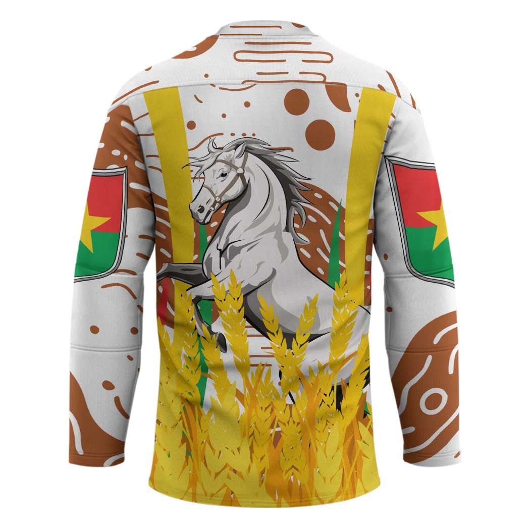 Burkina Faso Hockey Jersey with Brown White Yellow Abstract Design - Wonder Print Shop