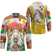 Burkina Faso Hockey Jersey with Brown White Yellow Abstract Design - Wonder Print Shop