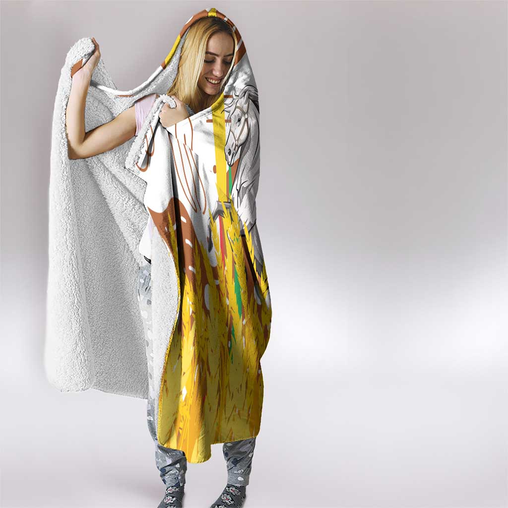 Burkina Faso Hooded Blanket with Brown White Yellow Abstract Design - Wonder Print Shop
