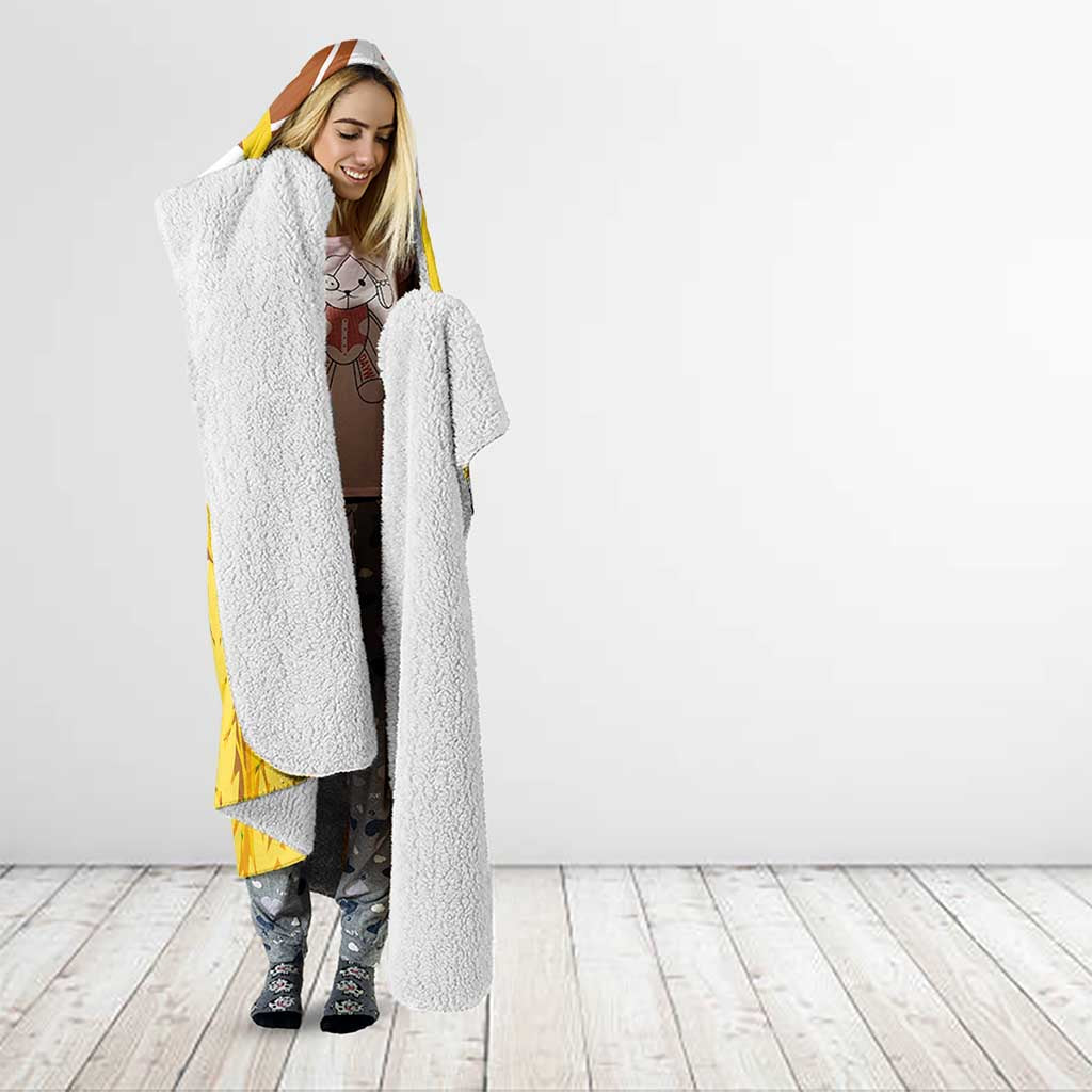 Burkina Faso Hooded Blanket with Brown White Yellow Abstract Design - Wonder Print Shop
