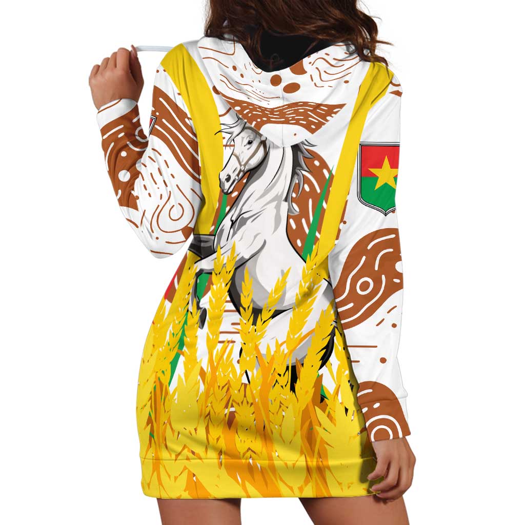 Burkina Faso Hoodie Dress with Brown White Yellow Abstract Design - Wonder Print Shop