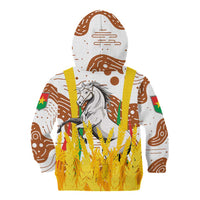 Burkina Faso Kid Hoodie with Brown White Yellow Abstract Design - Wonder Print Shop